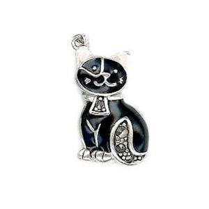 SU | Vtg 925 Sterling Silver Cat Charm, Marcasite